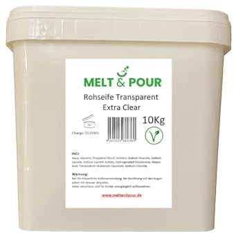 10 kg Melt and Pour Transparent Extra Clear Crystal Kristallklar Seifenbasis Gießseife Rohseife