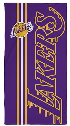 Character World Serviette officielle NBA | Toucher super doux, équipe de basket-ball des Lakers de Los Angeles Design violet et jaune | Parfait pour la maison, le bain, la plage et la piscine | Taille