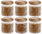GBACHOOSE 6 Pcs Ribbed Glass Jar with Wooden Lid, 500ml Ribbed Storage Container, Airtight Glass Jar Set for Home Kitchen for Spice, Tea, Sugar, Coffee, Grains, Herbs, Flour