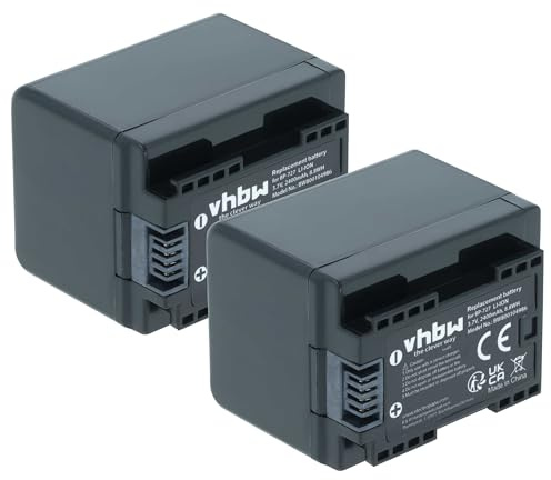 vhbw 2x batteria compatibile con Canon Legria HF R606, HF R56, HF R66, HF R67 videocamera camcorder (2400mAh, 3,6V, Li-Ion) con infochip