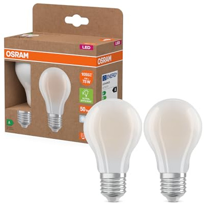 Osram Energy Class Klassische Glühbirnenform, 5 W/1055 lm, EEK A, kaltweißes Licht (4000 K), CRI 80, bleifreies Milchglas, E27-Sockel, IP20, Durchmesser 60 mm, Kaltweiß