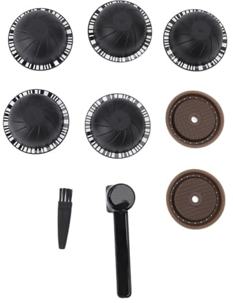Återanvändbar Kapselsats för Kaffemaskin, DIY-påfyllningsbara Kapslar med Sked, Borste, Miljövänliga, Silikonskivor (BLACK)