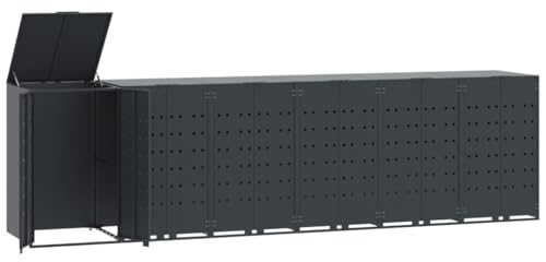 vidaXL Mülltonnenbox für 6 Tonnen Anthrazit 414x79x117 cm Stahl, Box Mülltonnen, Garten Mülltonnenbox, Verkleidung Mülltonnen, Outdoor Mülltonnenbox