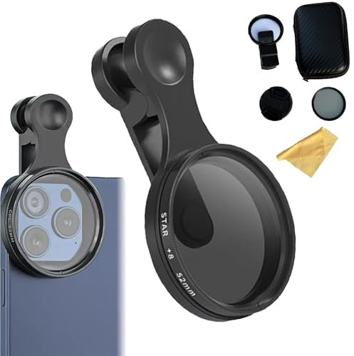 52mm Clip-On Cpl Phone Camera Lens Filter Kit, Allalonga Polarizer Filter for iPhone, Circular Polarizer, Compatible with Most Cell Phones (1set)