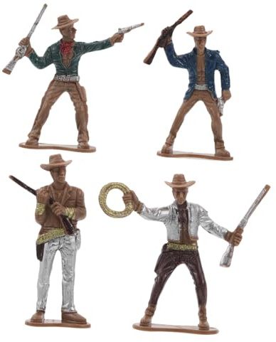 YARNOW Modelo de Vaquero del Oeste en Plástico 4 Piezas Diseño Realista para Decoración de Fiesta Occidental y Colección Detallada
