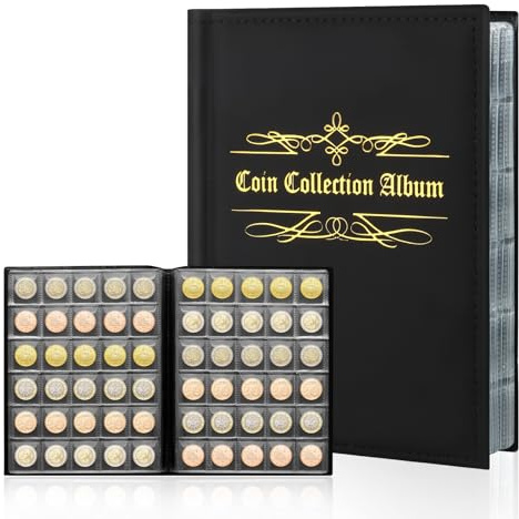 UTOCLEC Album de Collection de Pièces de Monnaie, 480 Pochette Collection Pièces de Monnaie, Livre de Collection de Ppièces de Monnaie pour Album Collecteur Convient Livre Pieces de Monnaie Collection