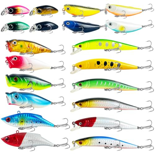 L PATTERN Wobbler fiske bete abborre fiskedrag set – 20 st Crankbait Minnow Öring bete konstgjort bete för saltvatten sötvatten öring abborre lax fiske