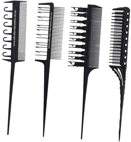 Healeved 4pièces Peignes Pour Coloration Capillaire Outils Pratiques Pour Mèches Peignes Professionnels Avec Manche Long