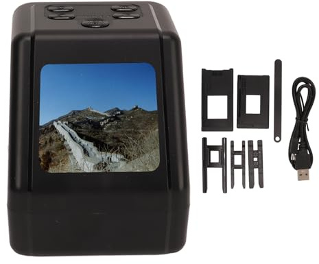 Scanner de Films avec écran 2 Pouces, Carte mémoire 64 Go, Scanner de Diapositives pour Films Super 8 mm 135, 126, 110, négatifs Noir et