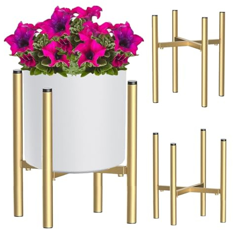 OELZWVN Soporte Ajustable para Plantas, Dorado Soporte para Flores, Soporte para Plantas de Metal , Ajustable 21-35 cm, Estante para Macetas con un Diámetro Exterior de 20-35 cm