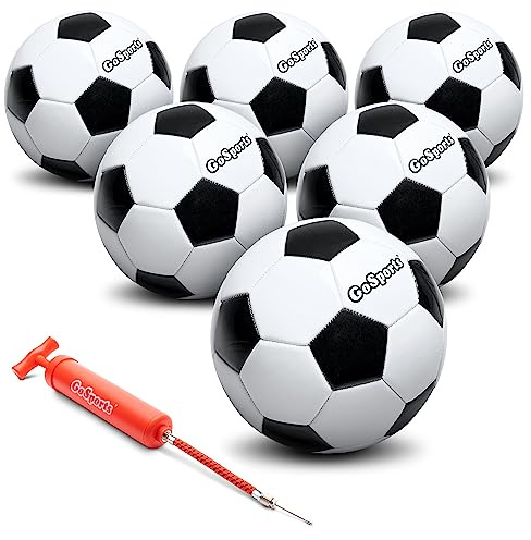 GoSports Classic Soccer Ball 6 Pack - Size 5 - with Premium Pump and Carrying Bag