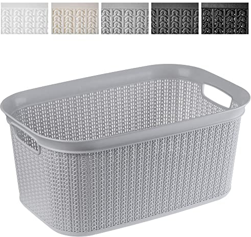 KADAX Wäschekorb, multifunktionaler Korb, 27 L, Wäschetruhe aus Kunststoff, Aufbewahrungskorb, Wäschesammler für Bad, schmutzige Kleidung, Accessoires, Spielzeug, Wäschebox (grau)