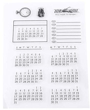 Sello de Silicona Transparente 11x16cm, Juego de Sellos para Scrapbooking con Motivo de Calendario, Álbum de Recortes, Manualidades Navideñas y Decoración de Tarjetas