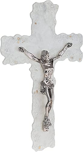Sospiri Venezia Crocifisso in Vetro di Murano Decorato Croce Religiosa da Parete Oggetti Venezia Idea Regalo Made in Italy (cm 11x16)
