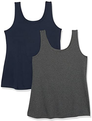Amazon Essentials Canottiera da donna, taglie forti, confezione da 2, grigio antracite/blu navy, 1X