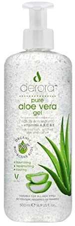 Derora Aloe Vera Gel| Enthält 100% reine, organische und natürliche bioaktive AloeInhaltsstoffe zur Heilung, Beruhigung und Hydratisierung von Haut| Tierversuchsfrei & Vegan, 500 ml (1er Pack)