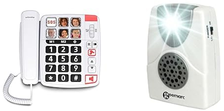 SWISSVOICE Swissvoice Xtra 1110 - téléphone Filaire pour Les séniors, 6 Photos mémoires, 2 mémoires directes - Blanc & Geemarc CL11 Amplificateur de Sonnerie de téléphone Blanc