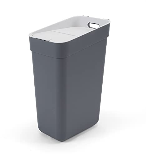 Curver Ready to Collect 100% Recycled 30L Kitchen Accessories Recycling Lift Top Bin Dark Grey with Light Grey Lid