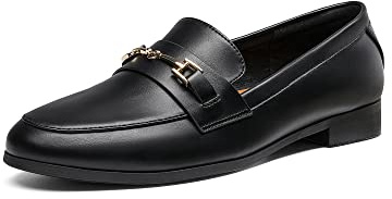 DREAM PAIRS Women's Loafers Leather Penny Loafers Fashion Comfortable Flats Shoes,Size 5.5,Black-Pu,SDLS2312W