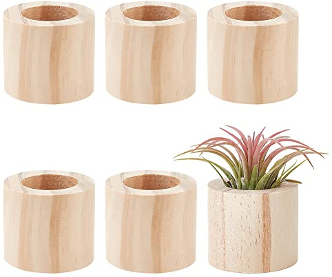 AHANDMAKER 6 soportes para plantas aéreas, soporte para plantación de aire de madera, contenedor rústico para plantas aéreas, macetas de aire para presentación de pequeñas plantas de aire, decoración