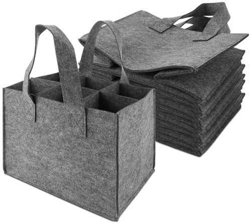 MUXHEL 6er-Set flaschenkorb 6 Flaschen, 24 x 18 x 16cm Flaschentasche Mit 6 Fächer, Flaschenträger, Flaschen Tasche, Wiederverwendbar Flaschenträger Filz