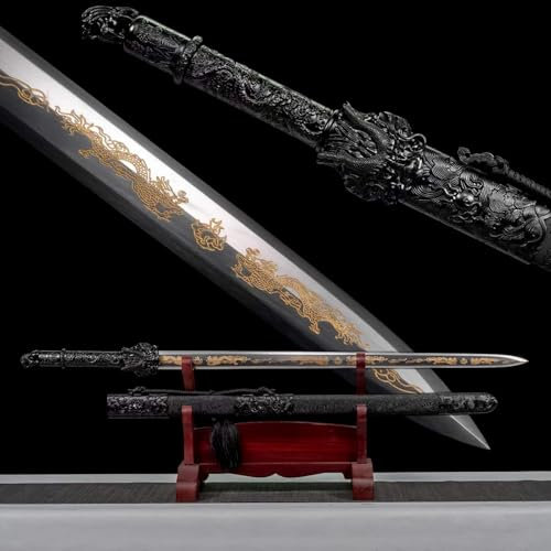 Drachenkönig-Schwert,fein geschnitzter Legierungsgriff,Klinge aus Manganstahl,handgefertigte chinesische Schwerter,traditioneller Handschmiedeprozess,gerades Katana-Schwert für Sammlung,Dekoration