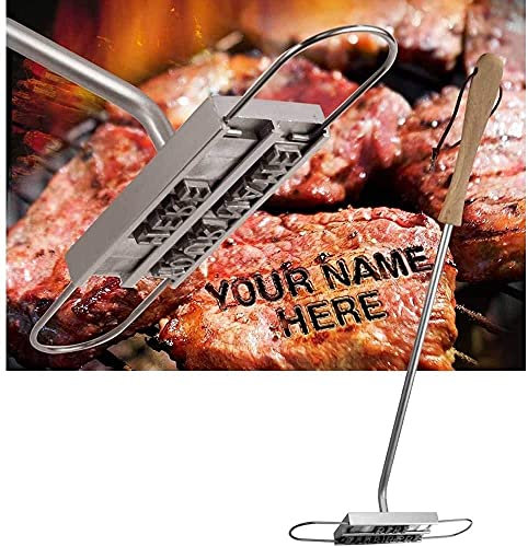 Barbecue Branding Iron - Barbecue Grill Branding Iron with 55 Interchangeable Letters, Wooden Handle Barbecue Accessories, Grill Utensils for Branding Steaks, Burgers, Chicken, Meat