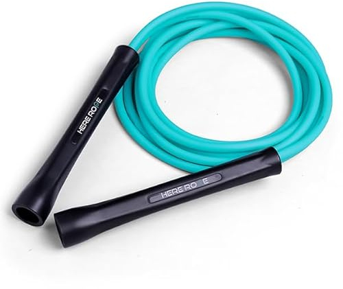 Hererope 6MM PVC Jump Rope for Men & Women Fitness, Speed, Tricks, Cardio Training, Boxing Jump Rope with Unbreakable Handles and Non-Kinking Skipping Rope, Adjustable Jumprope for Indoor Outdoor(Turquoise)
