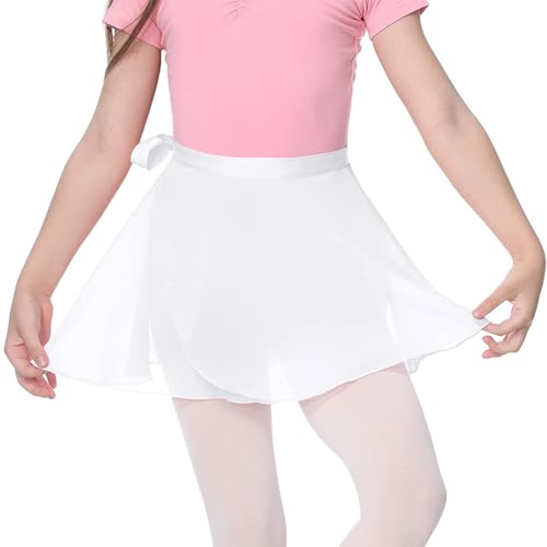 XPEX Falda de ballet para mujer Falda de ballet para niña Falda de baile clásico Faldas de ballet de gasa con cintura elástica para niñas y mujeres (blanco)