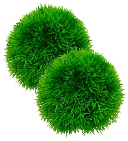 Alipis Garden Decor 2pcs Green Plant Aquatic Grass Balls Realistic Plants for Fish Tank Pond