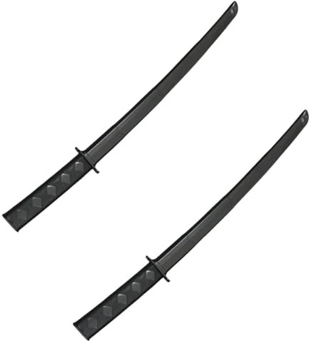 JAWUZ 2PCS Ninja Schwert,3D-gedrucktes Katana Schwert-Zappelspielzeug, 3D-gedrucktes Schwerkraft-einziehbares Samurai-Schwert-Modell, lustiges einziehbares Samurai-Spielzeug aus Kunststoff - schwarz