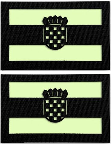 Taktische Kroatien Länderflagge Nachtleuchtende IR Reflektierende Flicken Schwarz und Nachtleuchtend, Militär-Emblem-Abzeichen Stoffapplikation Patch, Hakenverschluss Rückseite, 8 x 5 cm, 2 Stück