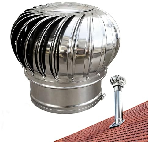Chapeau de Pluie de Toit Rotatif en INOX,75 110 160 200 250 mm Capot de Tuyau de Cheminée, Extracteur de Fumées Éolien Résistant À La Poussière, À L'eau de Pluie et Aux Animaux(250 mm)