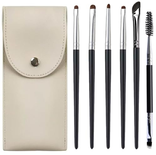 Yoezuo Augenpinsel Set 6 Stück, Make Up Pinsel Lidschatten Pinselset mit PU Tasche, Schminkpinsel Kosmetikpinsel für Lidschatten, Augenbraue, Eyeliner, Blending (Schwarz)