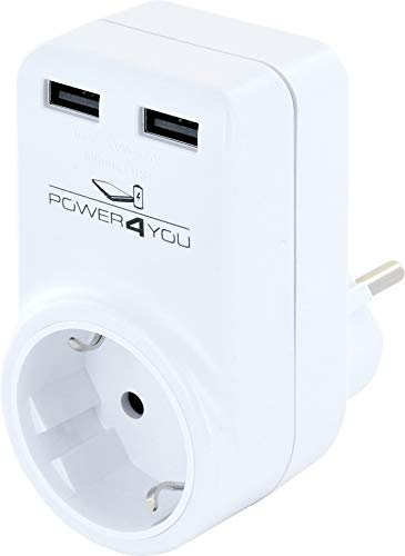 SCHWAIGER 661521 USB Steckdose Ladeadapter Mehrfachsteckdose Schnellladegerät Ladestecker Ladegerät Mehrfachstecker Steckdosenadapter Haushaltssteckdose 3680W USB-Anschluss drehbar 360° weiß