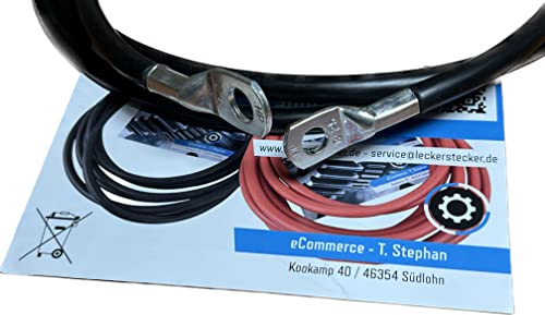 Exoda Batteriekabel 25 mm² 200cm M8 M10 Kabelschuhe Schwarz flexibles Kabel 99 Prozent Kupfer hitzebeständig bis 70° für zuverlässigen Einsatz Auto Boot Motorrad.