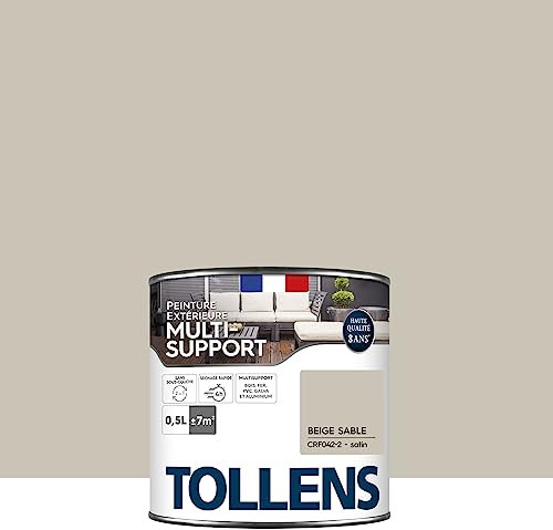 Tollens Peinture extérieure multisupport - Ultra résistante Haute qualité - Satin - Beige Sable - 0,5L = 7m2