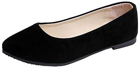 Women Slip On Flat Comfortable Walking Ballerina Shoes Cute Ladies Ballet Shoes Pointed Toe Flat Pumps Loafers Dolly Shoes Black, 6.5 UK