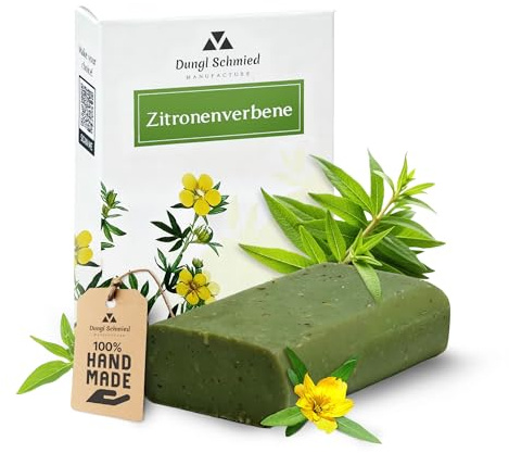Dungl Schmied feste Seife Zitronenverbene - Handmade Soap - Naturseife ohne Palmöl - Pflegeseife - Körperseife für alle Hauttypen - milde Peeling Seife handgemacht - Seifenstück mit natürlichem Duft