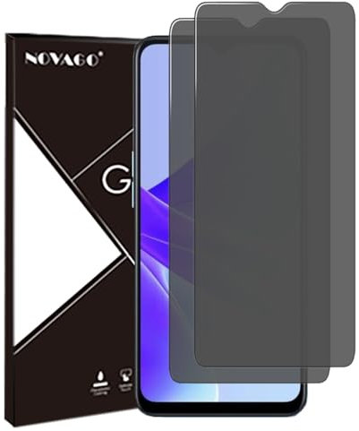 NOVAGO Compatible con Oppo A57 4G/A57 5G/57S 4G/A77 5G – Lote de 2 protectores de pantalla de cristal templado resistente 0,33 mm 9H (tintado antiespíon)