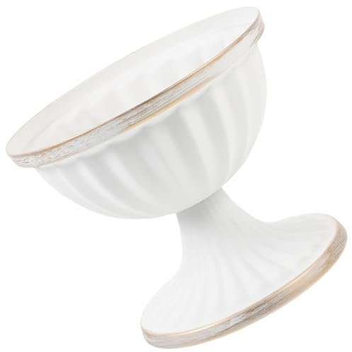 Warmhm White Metal Urn Planter Retro Iron Vase Bowl Tabletop Flower Arrangement Holder for Wedding Banquet Dining Room Decoration