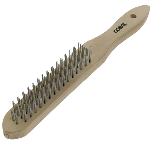 Coral 73390 Essentials 4 Row Wire Scratch Brush with FSC Wood Handle for Cleaning Rust Dirt Loose Paint Removal