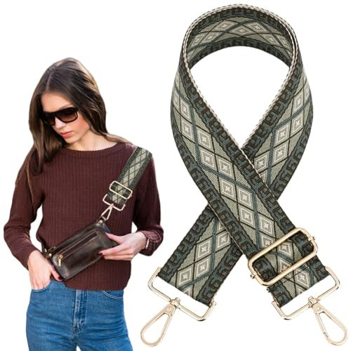 Traziewell Gurt für Moderne Taschen Breiter Schultergurt Verstellbarer mit Metall Drehhaken Weicher Taschengurt Umhängetaschengurt Messenger Bag Wechselbarer Schultergurt Grün Gurt Tasche Damen 1612