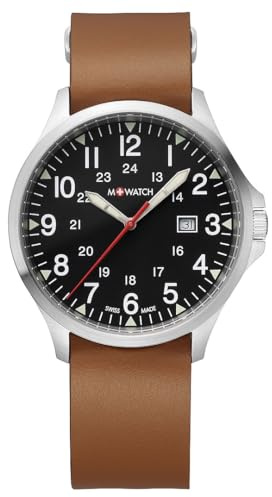 M WATCH – Aero 44 armbandsur för män – 44 mm fodral – WBL.41220.LT – snygg design – borstat rostfritt stål – 100 m vattentålig – hållbar schweizisk precision – klockor för män – tillverkad i Schweiz