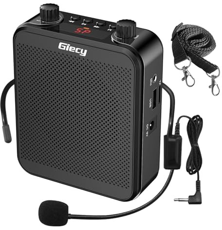Giecy Portable Voice Amplifier with Headset Microphone 30W Rechargeable Battery 2800mAh Powerful Sound System for Teachers, Guides, Coaches, Presenters