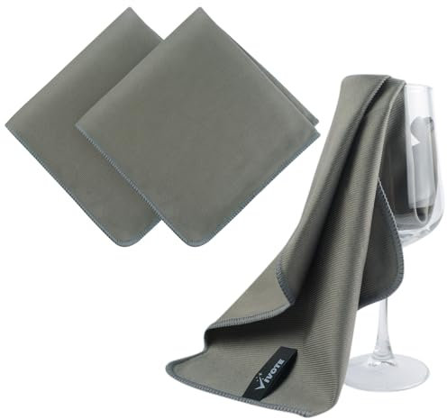 VIVOTE Mikrofasertücher, Fenstertuch Streifenfrei, Reinigungstücher für Glas, Spiegel und Fenster, Saugfähige, Fusselfreie, Wasserabdruckfreie, Graue Fensterputztücher, 40x40 cm, 3 Stück