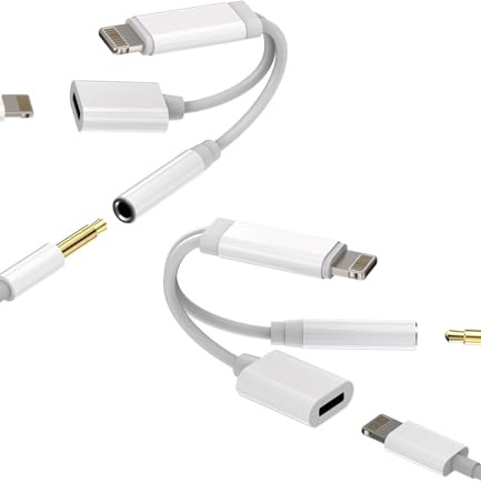 Adattatore Jack Lightning A 3,5mm(2 Pack) per IPhone14 Cuffie Caricatore AUX Audio Cavo Accessori Cavetto Adapter Auricolari SDoppiatore Ricarica Headphone 2in1 Per Apple MFI Certified iPad FXMZ-3.5