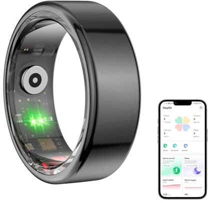 OBEST Anillo Inteligente Mujer Hombre, Smart Ring Bluetooth Rastreador Salud, Monitor Ejercicios Inalámbrico, Frecuencia Cardíaca Sueño Oxígeno Sangre Calorías Pulsómetro IP68 Impermeable, Tamaño 9