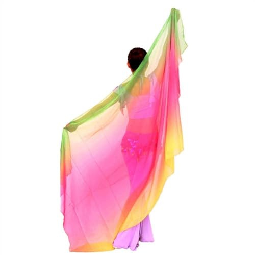 MKLHAVB Velo de Seda para Danza del Vientre Novedad gradiente Velo Chal Cara Chal Bufanda Moda Mujer Danza Vientre Disfraz Seda Danza del Vientre Seda Velo de Danza del Vientre(Color-02)