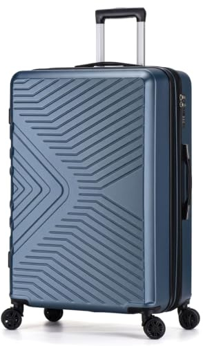 DK Luggage Large Expandable Hard Shell Suitcase Lightweight 4 Wheel Spinner Luggage ABS-147 (Navy, 29 Large)